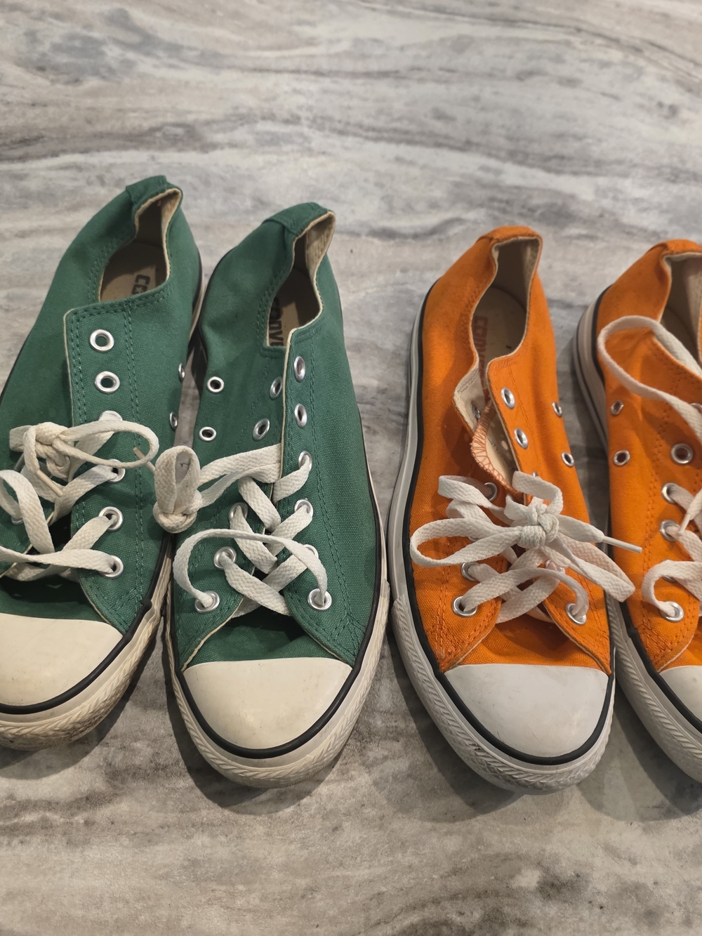 Converse Kids Low Top Canvas Sneakers - Green & Orange